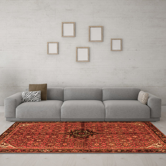 Machine Washable Persian Orange Traditional Area Rugs in a Living Room, wshtr2588org