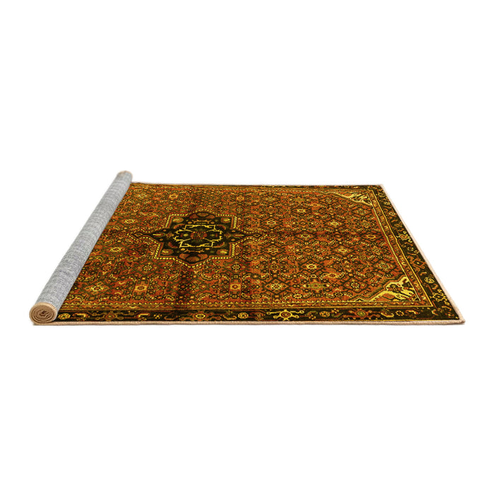 Sideview of Machine Washable Persian Yellow Traditional Rug, wshtr2588yw