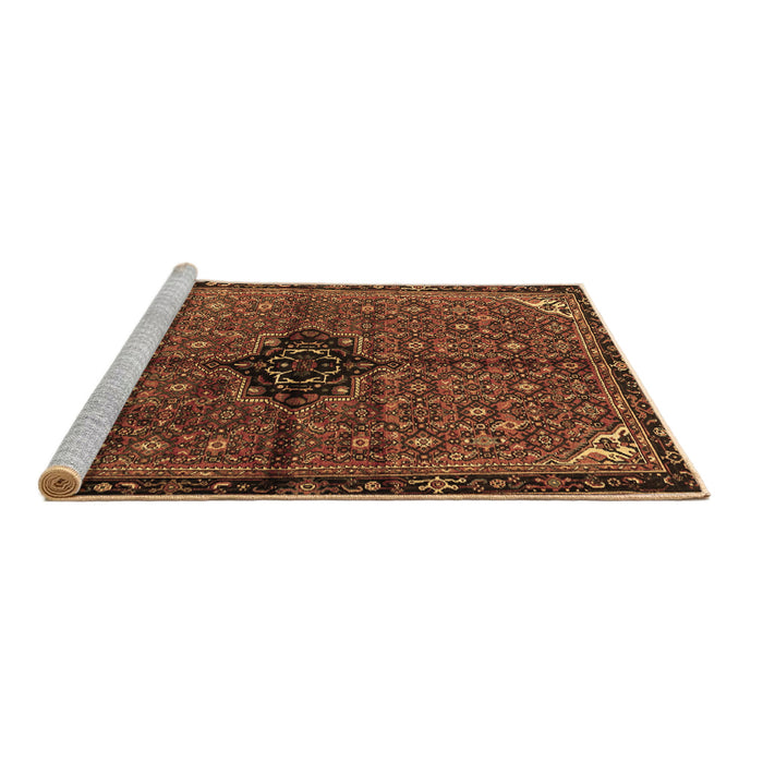 Sideview of Machine Washable Persian Brown Traditional Rug, wshtr2588brn