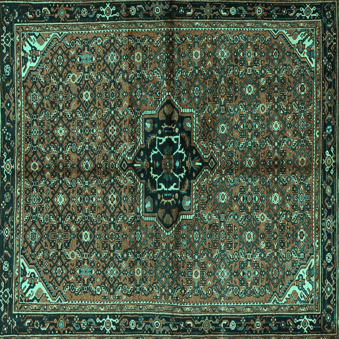 Square Machine Washable Persian Turquoise Traditional Area Rugs, wshtr2588turq