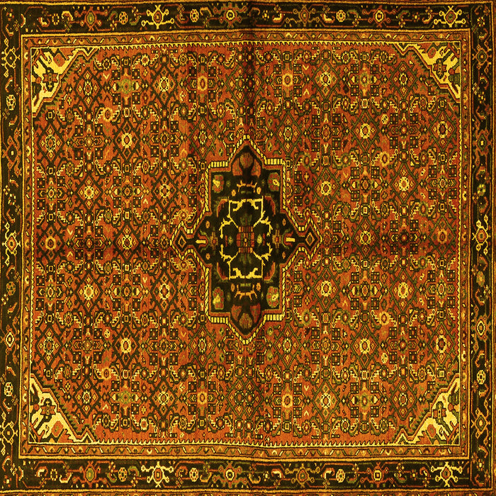 Square Machine Washable Persian Yellow Traditional Rug, wshtr2588yw