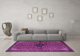 Machine Washable Persian Purple Traditional Area Rugs in a Living Room, wshtr2588pur