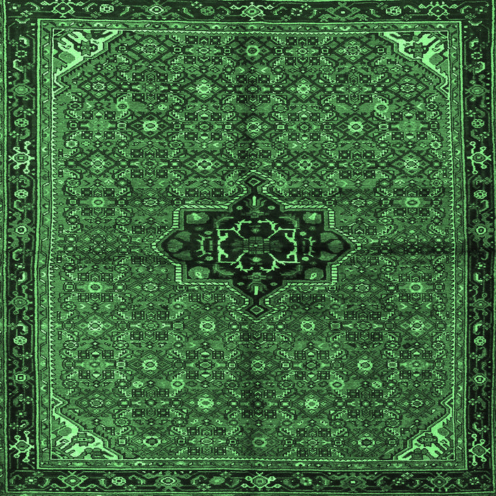 Square Machine Washable Persian Emerald Green Traditional Area Rugs, wshtr2588emgrn