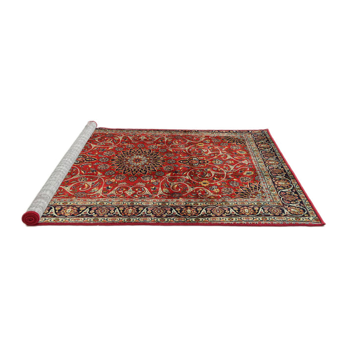 Sideview of Machine Washable Traditional Tomato Red Rug, wshtr2589