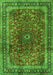 Serging Thickness of Machine Washable Persian Green Traditional Area Rugs, wshtr2589grn