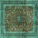 Square Machine Washable Persian Turquoise Traditional Area Rugs, wshtr2589turq