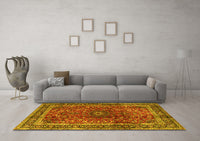 Machine Washable Persian Yellow Traditional Rug, wshtr2589yw