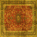 Square Machine Washable Persian Yellow Traditional Rug, wshtr2589yw