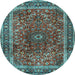 Round Machine Washable Persian Light Blue Traditional Rug, wshtr2589lblu