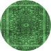 Round Persian Emerald Green Traditional Rug, tr2589emgrn