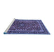 Sideview of Machine Washable Persian Blue Traditional Rug, wshtr2589blu