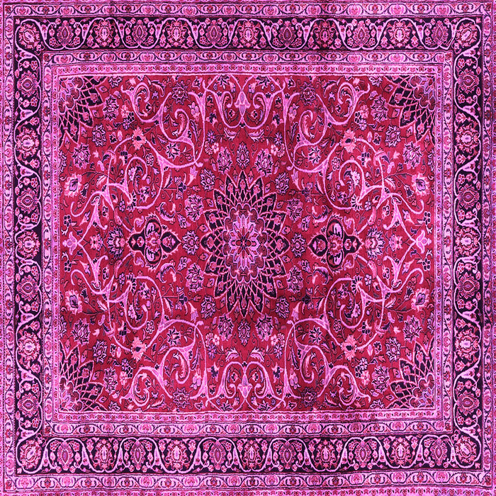 Square Machine Washable Persian Pink Traditional Rug, wshtr2589pnk