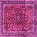 Square Machine Washable Persian Pink Traditional Rug, wshtr2589pnk