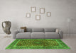 Machine Washable Persian Green Traditional Area Rugs in a Living Room,, wshtr2589grn