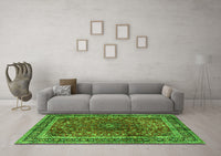 Machine Washable Persian Green Traditional Rug, wshtr2589grn