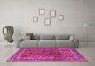 Machine Washable Persian Pink Traditional Rug in a Living Room, wshtr2589pnk