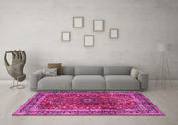 Machine Washable Persian Pink Traditional Rug, wshtr2589pnk