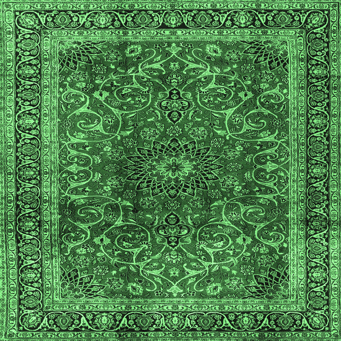 Square Persian Emerald Green Traditional Rug, tr2589emgrn