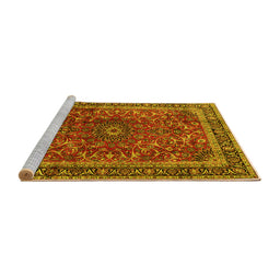 Sideview of Machine Washable Persian Yellow Traditional Rug, wshtr2589yw