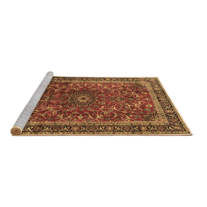 Sideview of Machine Washable Persian Brown Traditional Rug, wshtr2589brn
