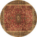 Round Machine Washable Persian Brown Traditional Rug, wshtr2589brn