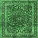 Square Machine Washable Persian Emerald Green Traditional Area Rugs, wshtr2589emgrn