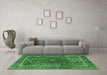 Machine Washable Persian Emerald Green Traditional Area Rugs in a Living Room,, wshtr2589emgrn