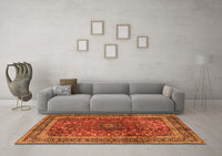 Machine Washable Persian Orange Traditional Rug, wshtr2589org