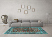 Machine Washable Persian Light Blue Traditional Rug, wshtr2589lblu