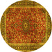 Round Machine Washable Persian Yellow Traditional Rug, wshtr2589yw