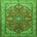 Round Machine Washable Medallion Green Traditional Area Rugs, wshtr258grn