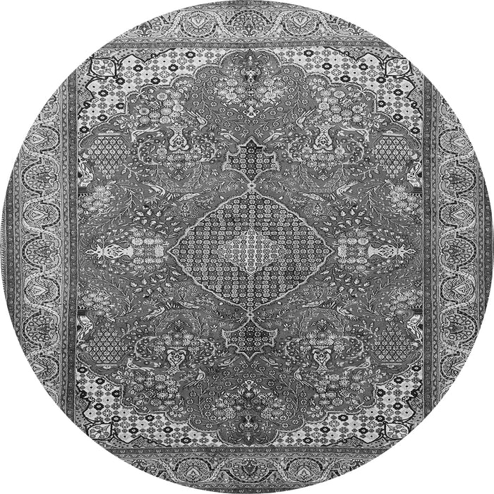 Machine Washable Medallion Gray Traditional Rug, wshtr258gry