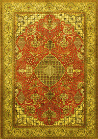 Medallion Yellow Traditional Rug, tr258yw