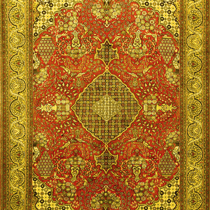 Medallion Yellow Traditional Rug, tr258yw