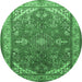 Round Medallion Emerald Green Traditional Rug, tr258emgrn