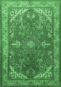 Medallion Emerald Green Traditional Rug, tr258emgrn