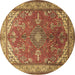 Round Medallion Brown Traditional Rug, tr258brn