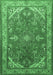 Machine Washable Medallion Emerald Green Traditional Area Rugs, wshtr258emgrn