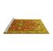 Sideview of Machine Washable Medallion Yellow Traditional Rug, wshtr258yw