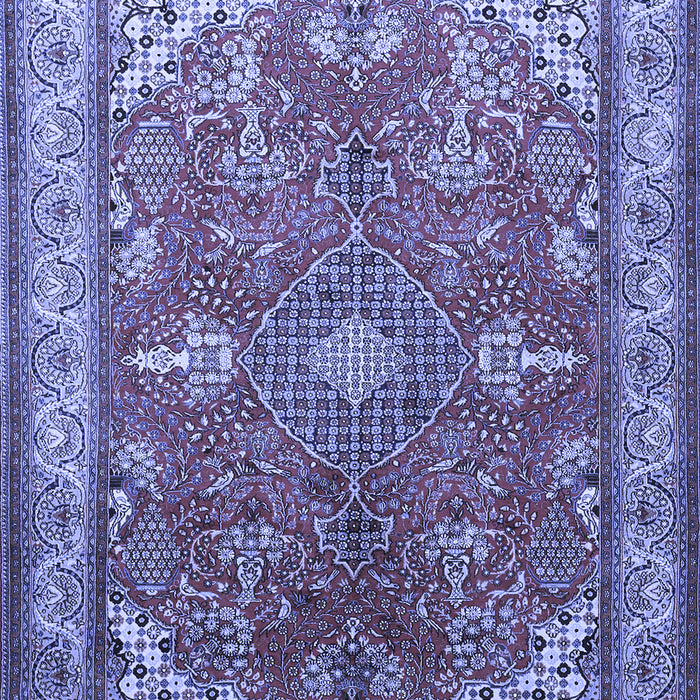 Machine Washable Medallion Blue Traditional Rug, wshtr258blu