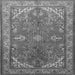 Round Machine Washable Medallion Gray Traditional Rug, wshtr258gry