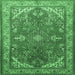 Square Medallion Emerald Green Traditional Rug, tr258emgrn