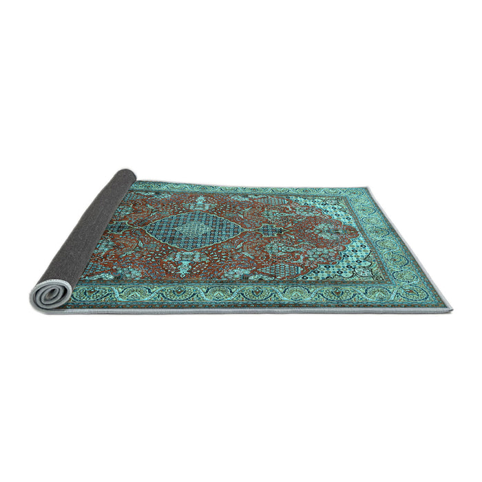 Sideview of Medallion Light Blue Traditional Rug, tr258lblu