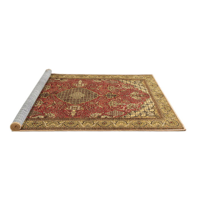 Sideview of Machine Washable Medallion Brown Traditional Rug, wshtr258brn