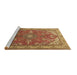 Sideview of Machine Washable Medallion Brown Traditional Rug, wshtr258brn