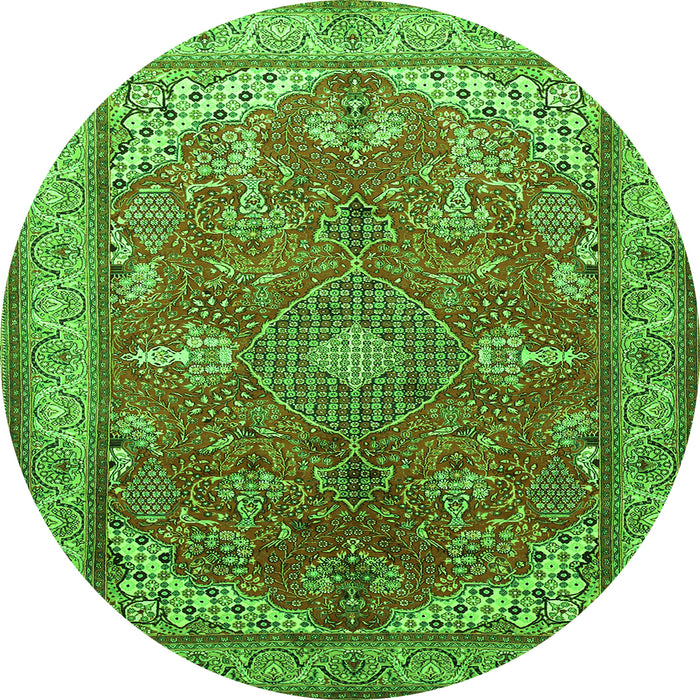 Machine Washable Medallion Green Traditional Area Rugs, wshtr258grn