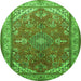 Machine Washable Medallion Green Traditional Area Rugs, wshtr258grn