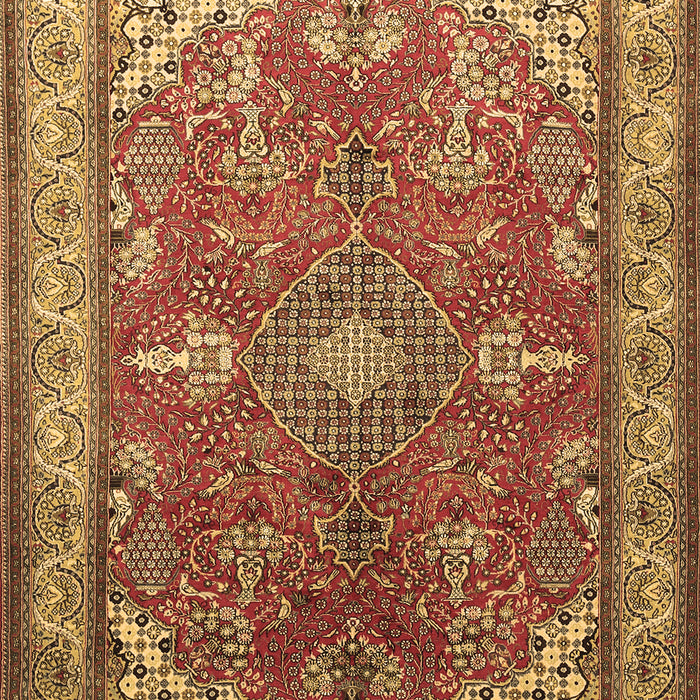 Machine Washable Medallion Brown Traditional Rug, wshtr258brn