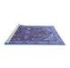 Sideview of Machine Washable Medallion Blue Traditional Rug, wshtr258blu