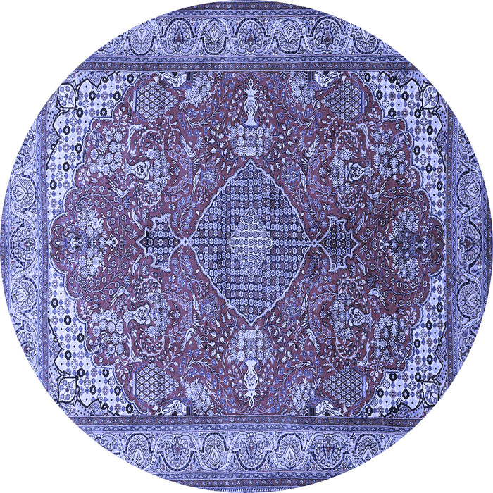 Round Medallion Blue Traditional Rug, tr258blu